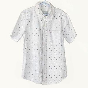 Place White Polka Dot Bottom Down Shirt | M